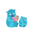 teddy bear dad teaching cub reading doing vector image vector image