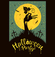 banner for halloween with zombie hand at cemetery vector image