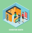 exhibition booth concept flat isometric vector image