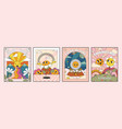 groovy posters retro psychedelic characters vector image vector image