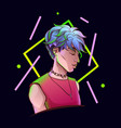young handsome man in half-turned pose art vector image