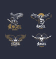 angel man set of emblems vector image