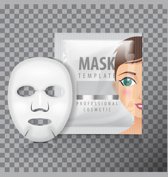 Realistic white facial cosmetic sheet mask Vector Image