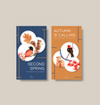 instagram template with autumn forest and animals vector image vector image