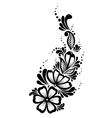 floral element black-and-white flowers and leaves vector image