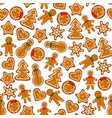 gingerbreads on dark red background vector image vector image