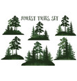 landscapes with trees silhouettes vector image