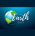 earth day with planet and green leaf vector image vector image