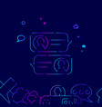 mobile chat design line icon on a dark blue vector image vector image