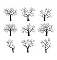 set of black tree without leaves outline vector image vector image