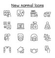 new normal lifestyle icon set in thin line style vector image