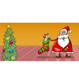 santa and christmas sock cartoon card vector image