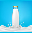 glass bottles with milk vector image vector image