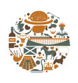 scotland traditional elements in round shape vector image vector image