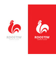 red fire rooster and cock logo vector image