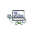 doctor laptop with a cartoon character style vector image