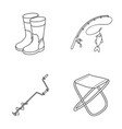fishing fish catch rod set vector image