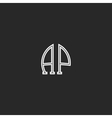 united ap logo letters together thin line monogram vector image