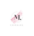 m letter logo with pastel watercolor aquarella vector image