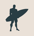 man posing with surfboard vector image