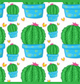 seamless pattern tile cartoon with cactus vector image