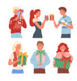 happy people with christmas gifts collection new vector image