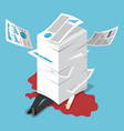 isometric overworked businessman under the stack vector image