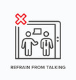 refrain from talking in elevator flat line icon vector image