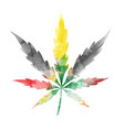 jamaican watercolor marijuana leaf isolated vector image vector image