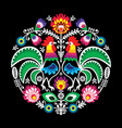polish folk art floral round embroidery vector image