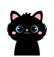 black cat head face silhouette icon kitten vector image vector image