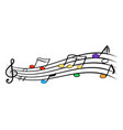 music notes doodle flowing stave black silhouette vector image
