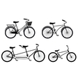 different style bicycles silhouettes set vector image