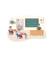 english lesson scene teacher explains topic vector image