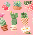 high detail succulent and cactus seamless pattern vector image