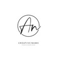 a n an initial letter handwriting and signature vector image