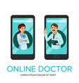 cartoon online doctor app poster template vector image