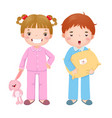 children wearing pajamas vector image vector image