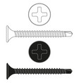 screw bolt white and black outline icons vector image