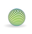 3d striped ball logo sphere with lines green vector image
