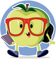 cute apple going back to school mascot vector image