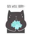 cute cat holding flowers n vector image