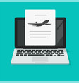 flight check in online on computer screen vector image vector image