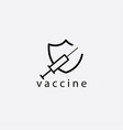 injection logo vaccine design emblem shield vector image