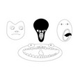 a set 4 faces black and white monsters vector image