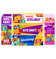 giveaway colorful banners giving gifts present vector image vector image