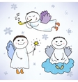 set of hand drawn colorful cute angels vector image
