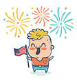 boy with flaf usa vector image