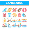 canoeing collection elements icons set vector image vector image