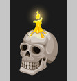 burning candle on candlestick in skull form vector image vector image